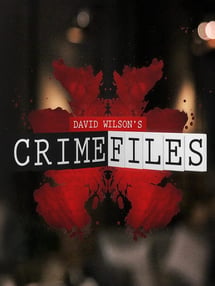Cover image of "David Wilson's Crime Files" features bold white text on a dark background with a red inkblot, creating a suspenseful tone.