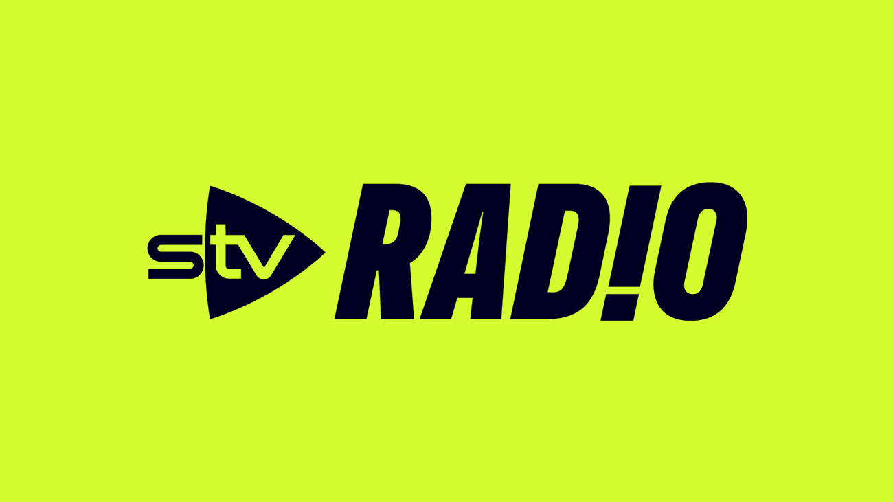 STV Radio logo in navy on acid green background.
